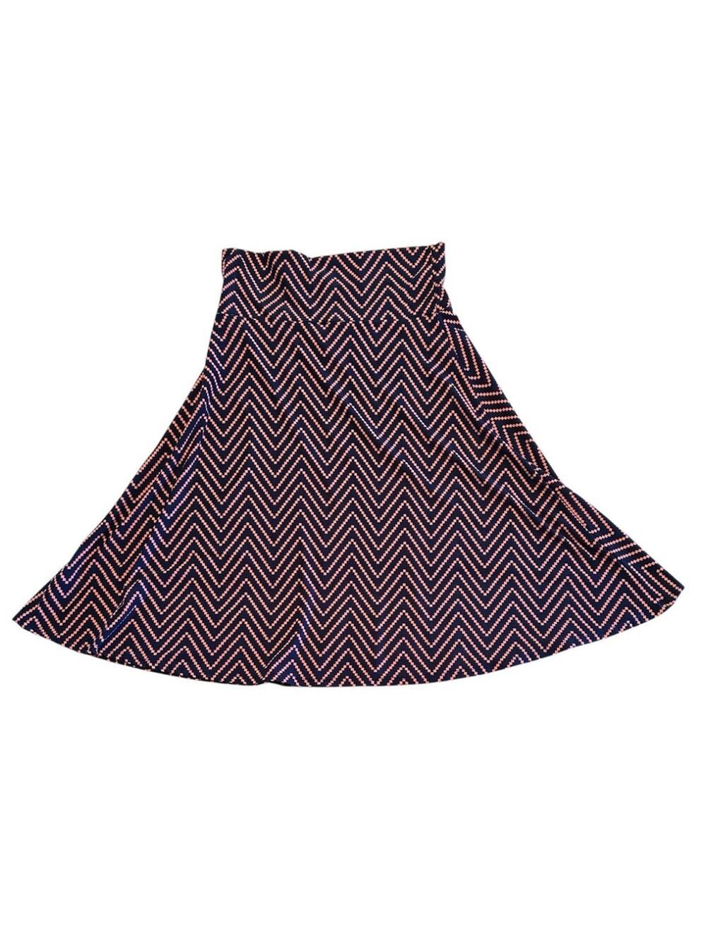 LuLaRoe A-Line Hippie Stretch Skirt Medium Pink & Navy Blue Geometric Eclectic